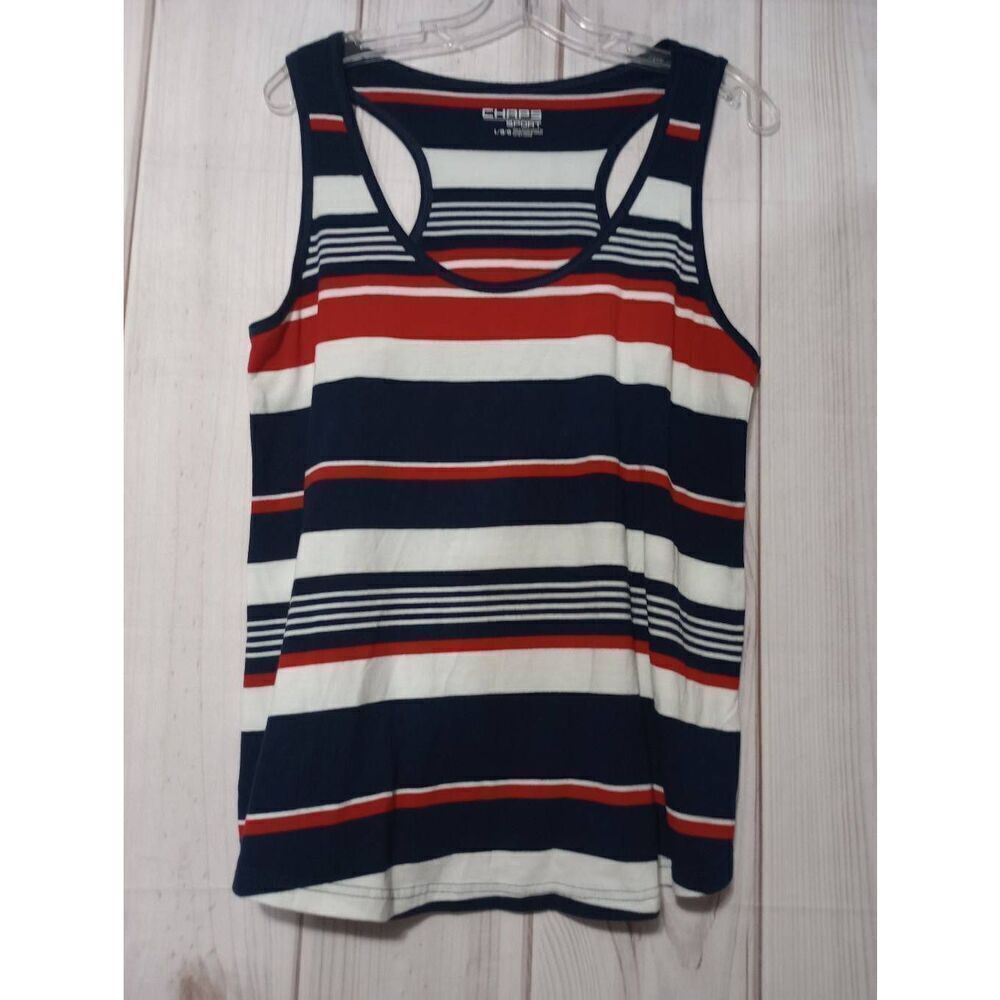 Chaps Shirt Ladies Large‎ Sport Sleeveless Red White Blue